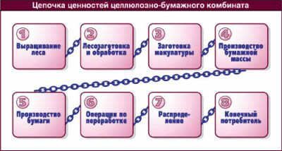 Цепочка ценностей целлюлозо-бумажного комбината