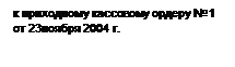 Надпись: к приходному кассовому ордеру № 1 от 23ноября 2004 г. 