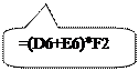 Скругленная прямоугольная выноска: =(D6+E6)*F2