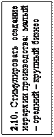 Надпись: 2.10. Стимулировать создание иерархии производства: малый – средний – крупный бизнес