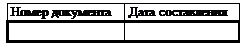 Надпись: Номер документа 	Дата составления 
 	 

