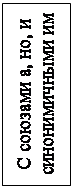 Надпись: С союзами а, но, и синонимичными им